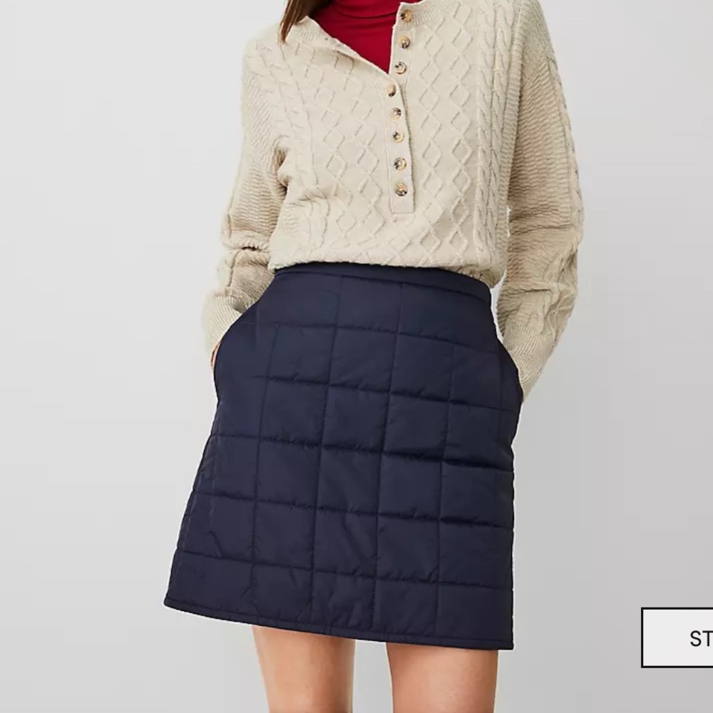 Ann Taylor Navy Quilted Skirt New